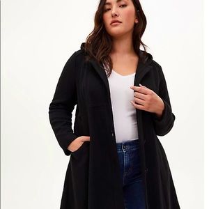 Torrid Black Woolen Hooded Fit & Flare Coat 🖤 ❄️